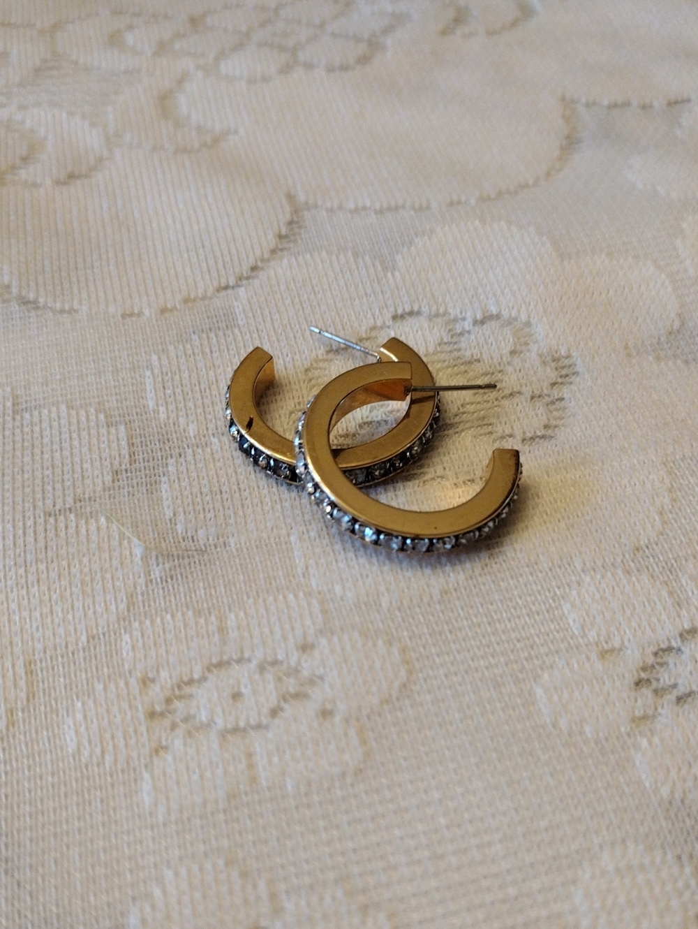 Gold-Tone Crystal Hoop Earrings - Women's Jewelry
